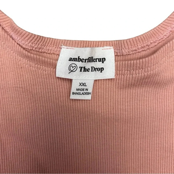 The Drop Bodysuit by amberfillerup Ribbed Long Sleeve Round Neck Salmon Pink - Picture 8 of 11